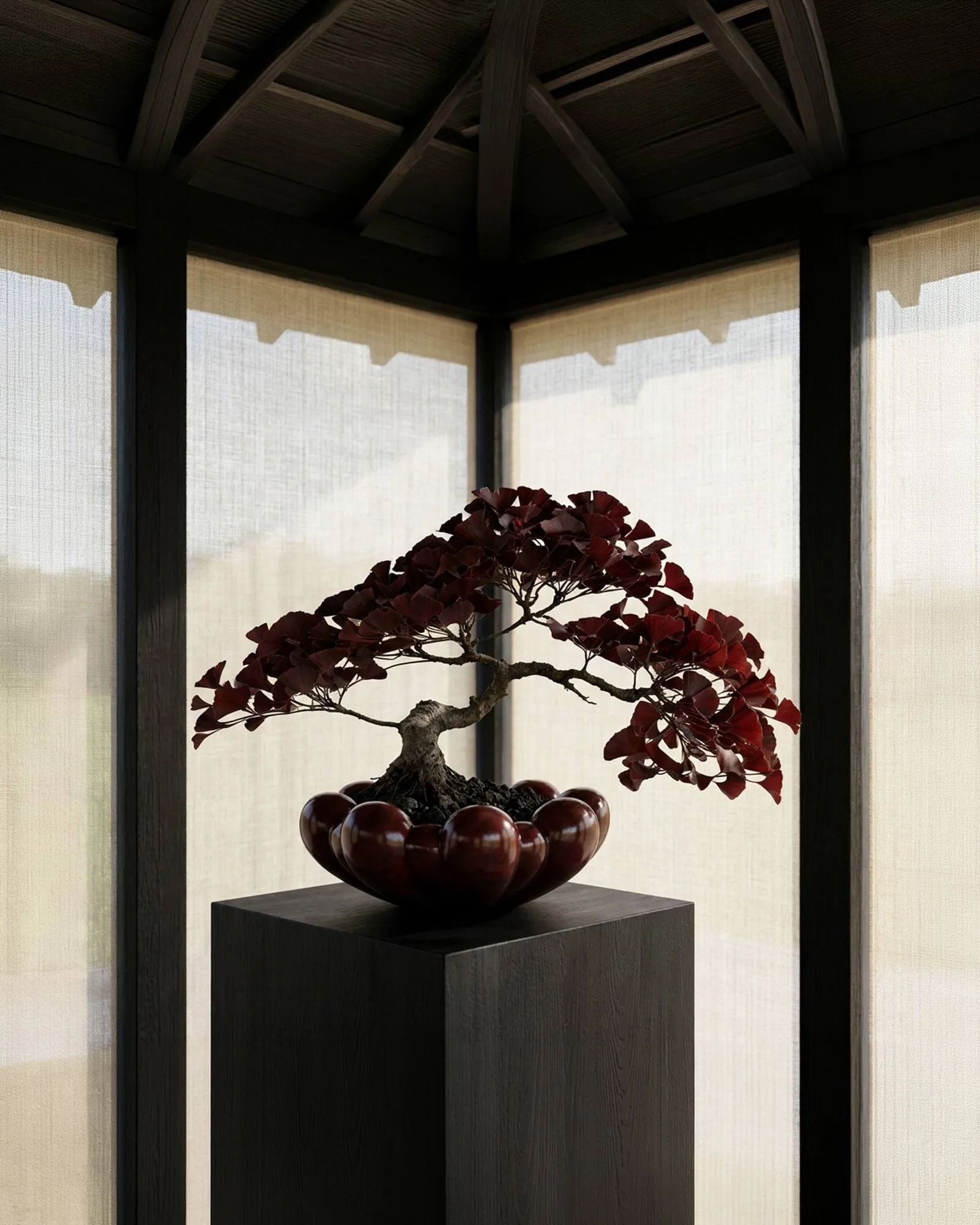 Cuenco grande Bloom tray, Maroon 101 Copenhagen