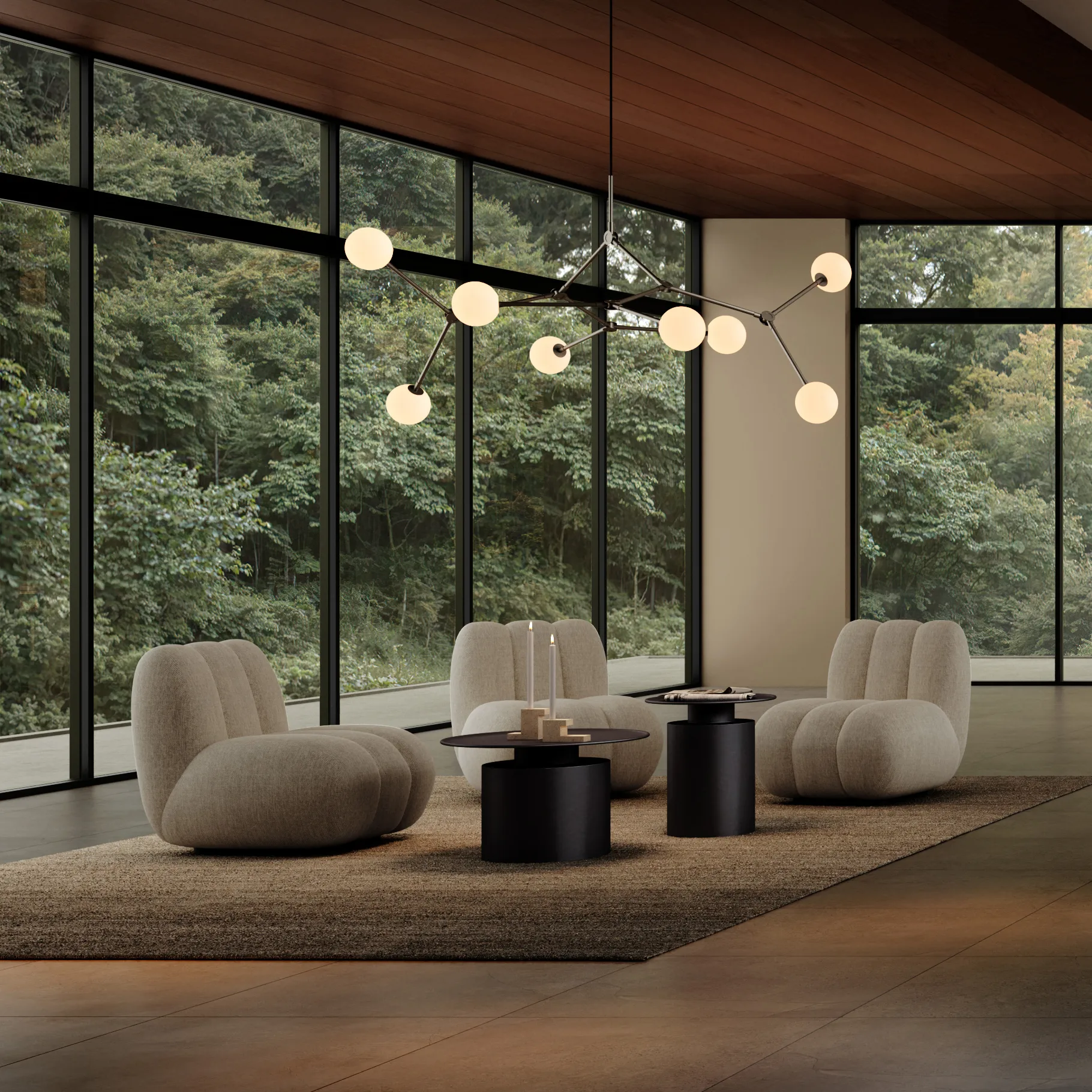 Lámpara de araña Drop Chandelier Bulp grande, Grey 101 Copenhagen