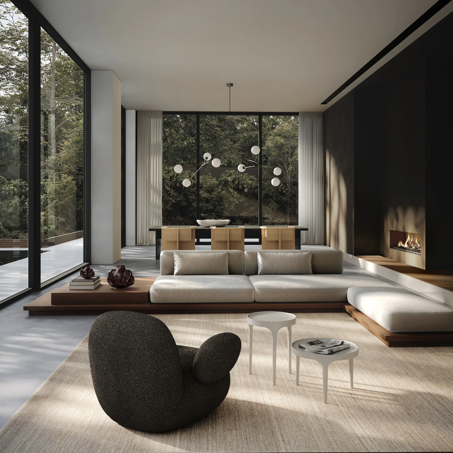 Lámpara de araña Drop Chandelier Bulp grande, Grey 101 Copenhagen