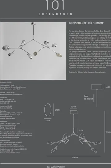 Lámpara de araña Drop Chandelier - Chrome - 101 Copenhagen