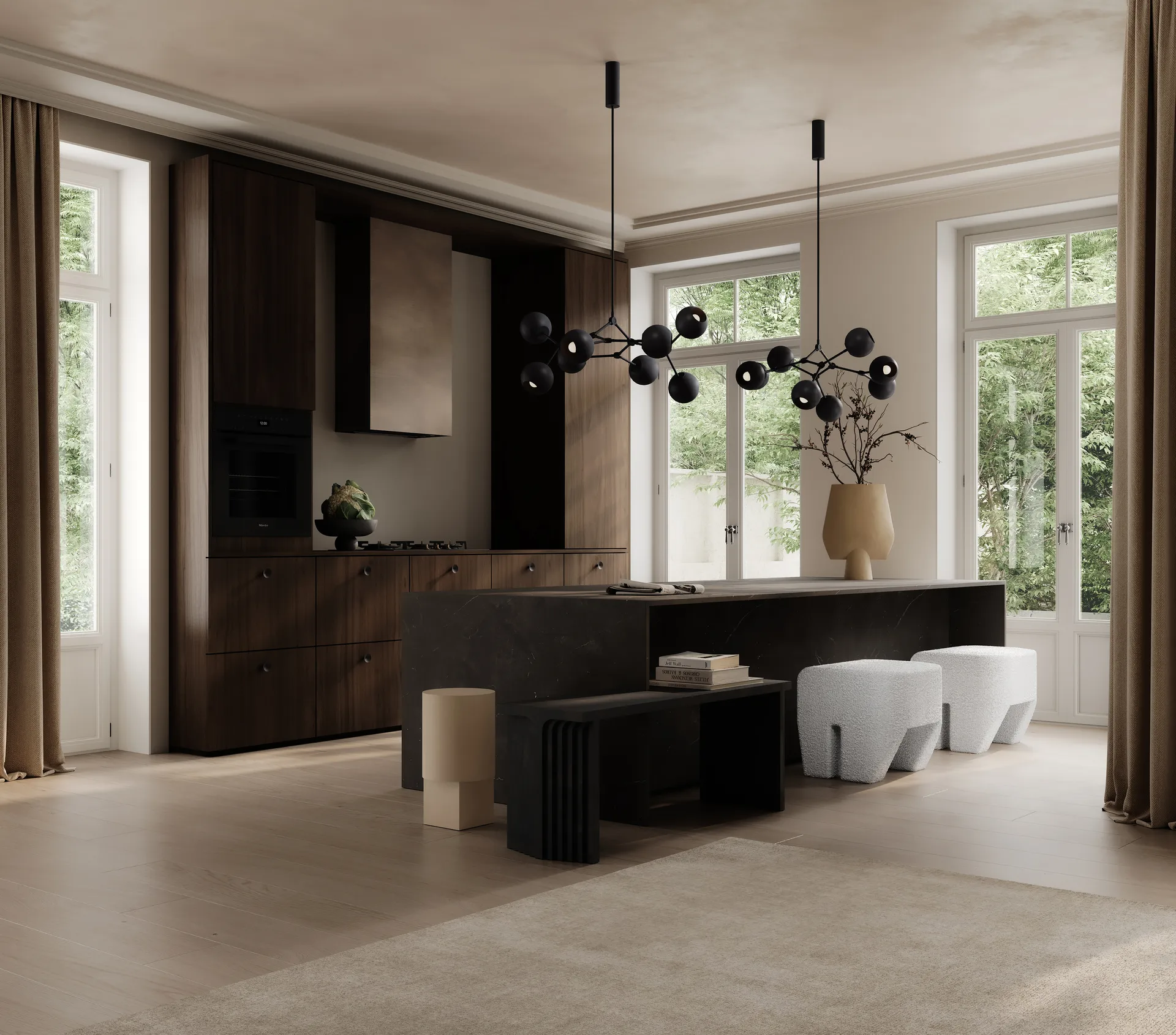 Lámpara de araña Drop Chandelier Globe mini, Burned black 101 Copenhagen