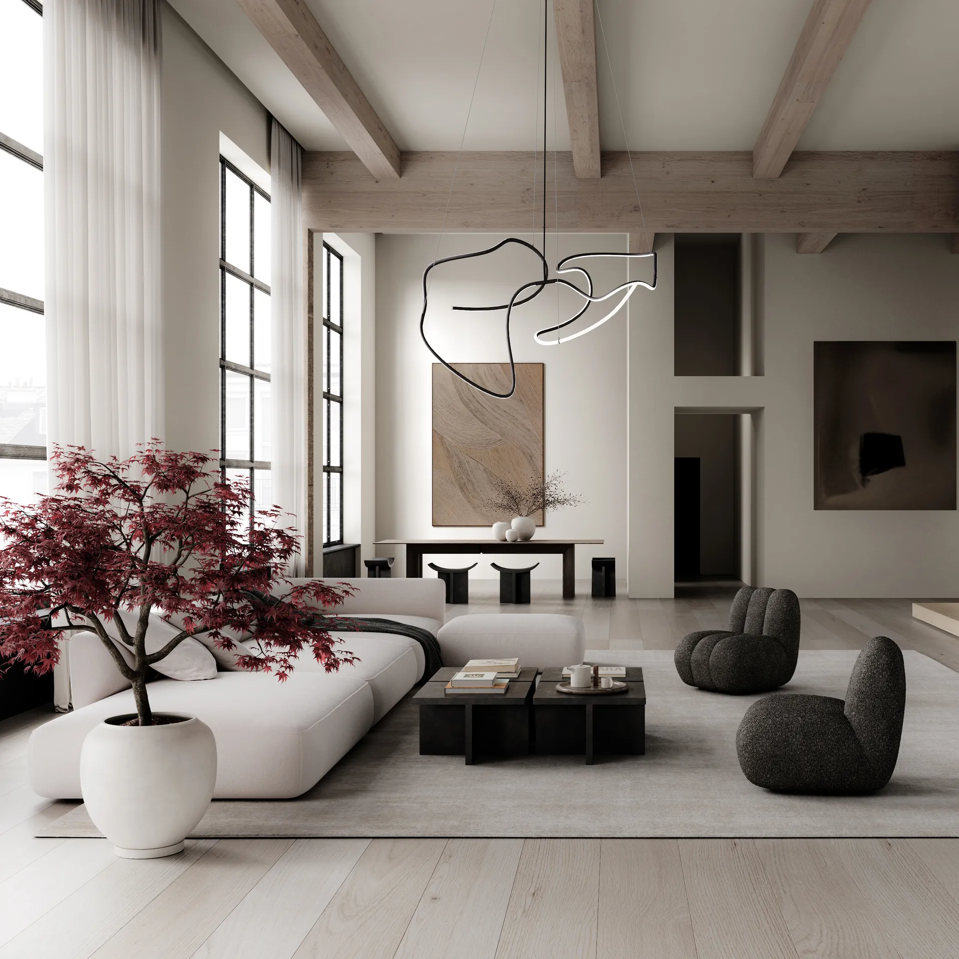 Lámpara de techo Ghost Chandelier big, Burned black 101 Copenhagen