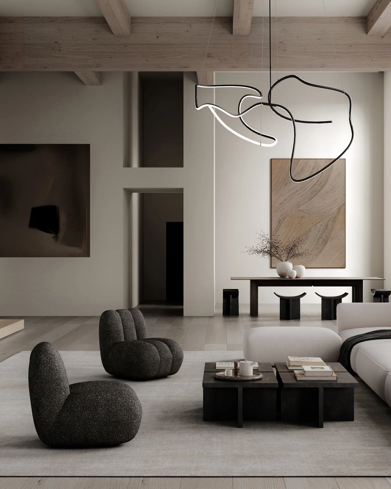 Lámpara de techo Ghost Chandelier big, Burned black 101 Copenhagen