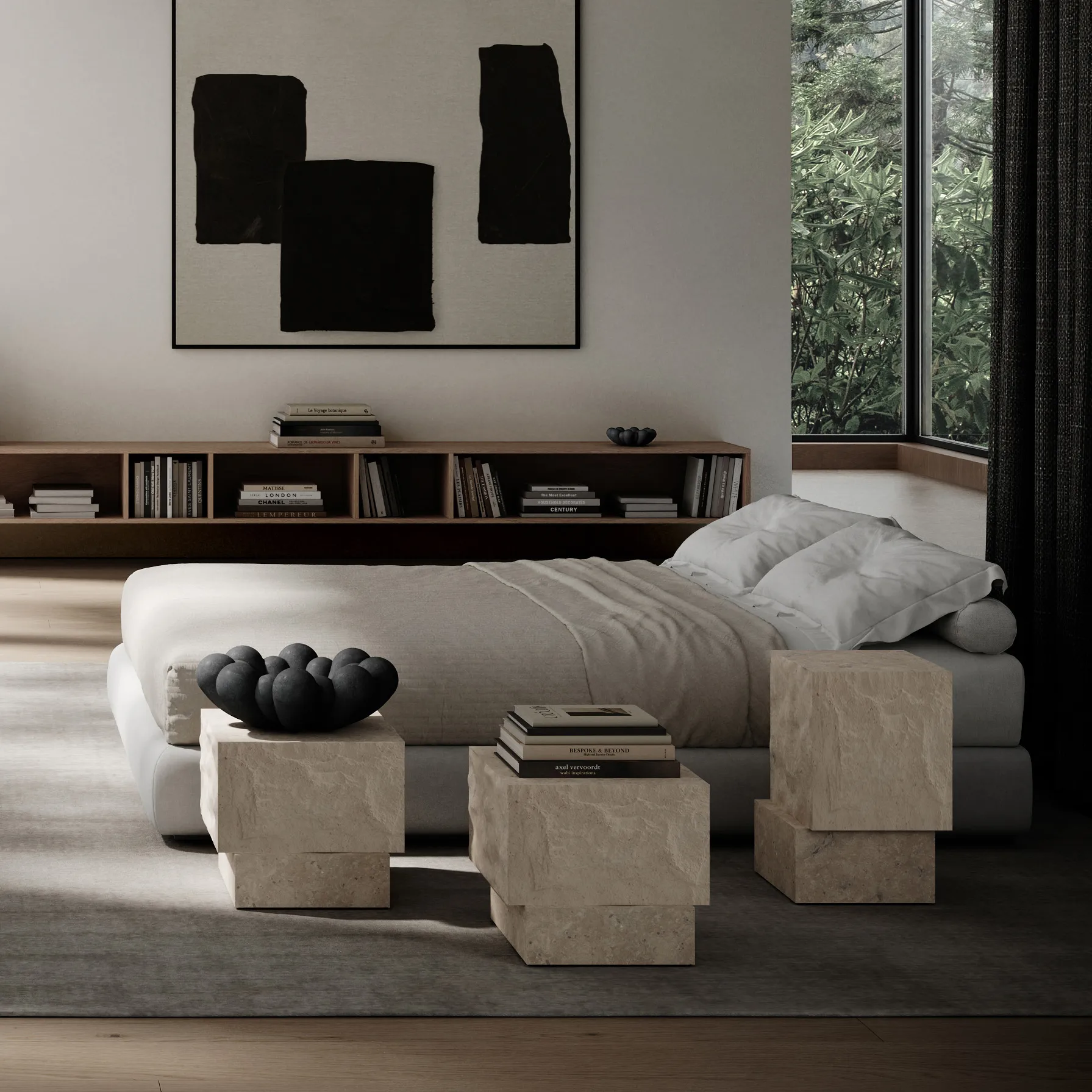 Mesa auxiliar Temple low 42x40 cm, Chrome-limestone 101 Copenhagen