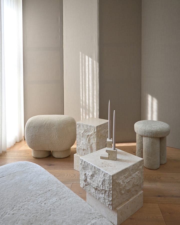 Mesa auxiliar Temple low 42x40 cm, Chrome-limestone 101 Copenhagen