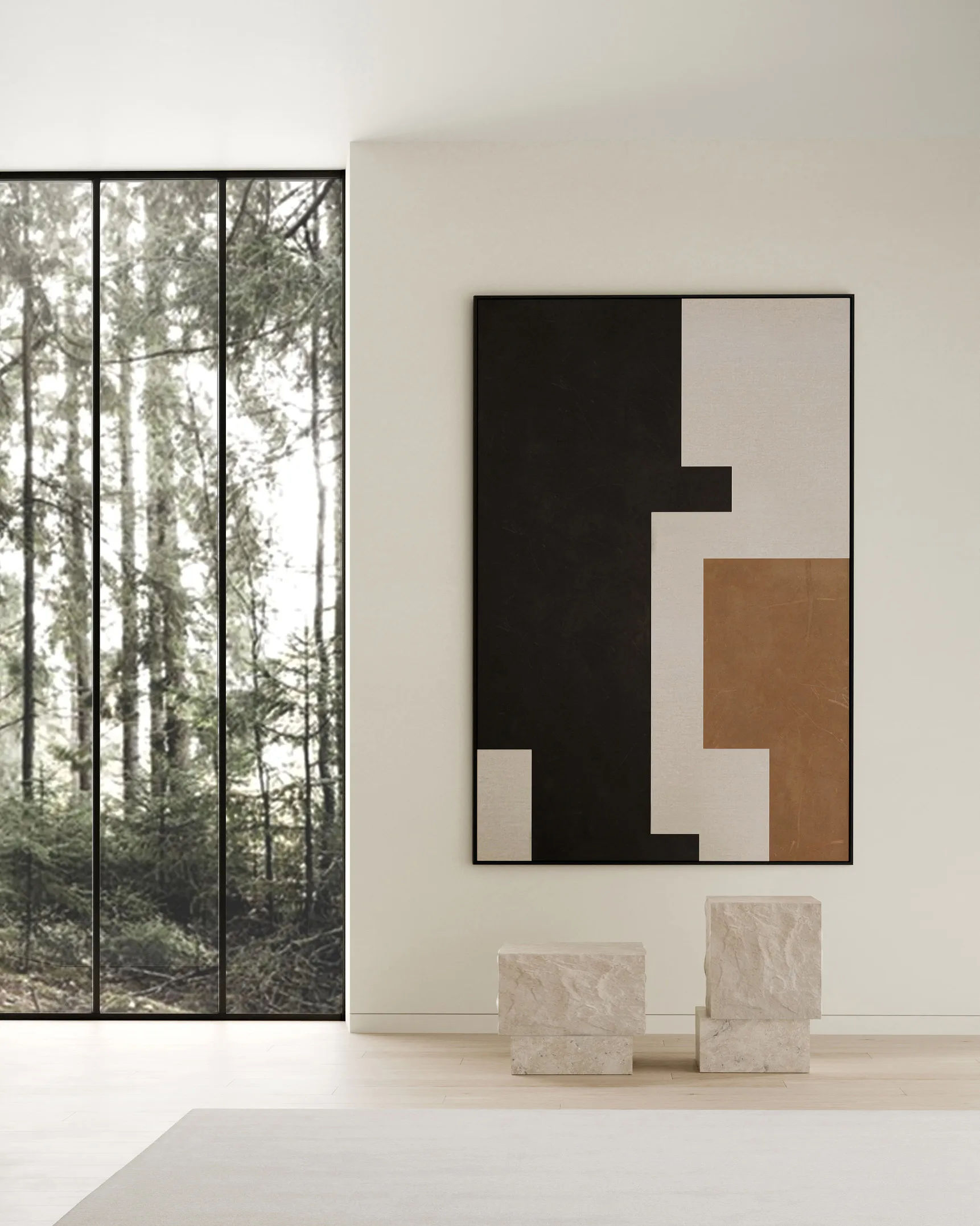 Mesa auxiliar Temple low 42x40 cm, Chrome-limestone 101 Copenhagen