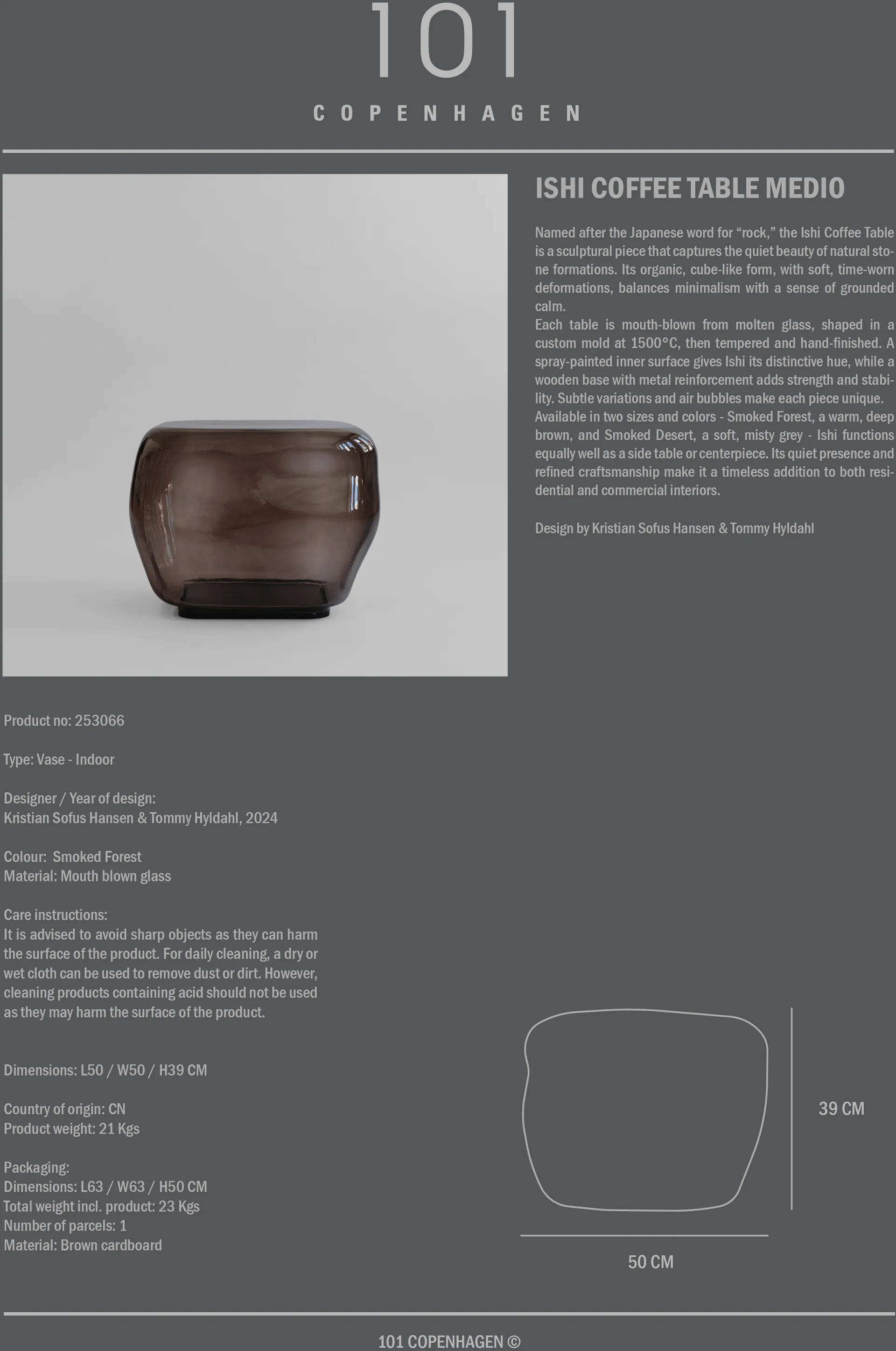 Mesa de centro Ishi medio, Smoked desert 101 Copenhagen