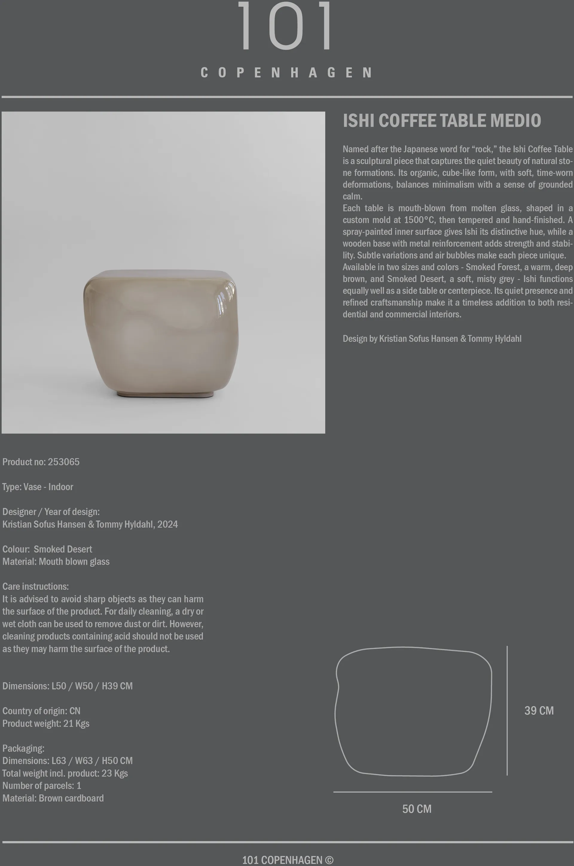 Mesa de centro Isis medio, Smoked desert 101 Copenhagen