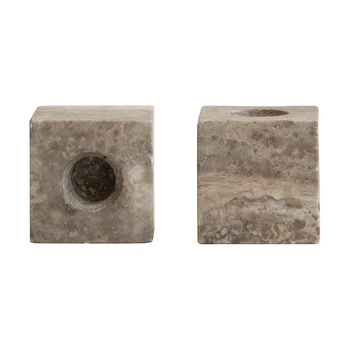 Portavelas Cube, 2-pack - Silver Travertine - 101 Copenhagen