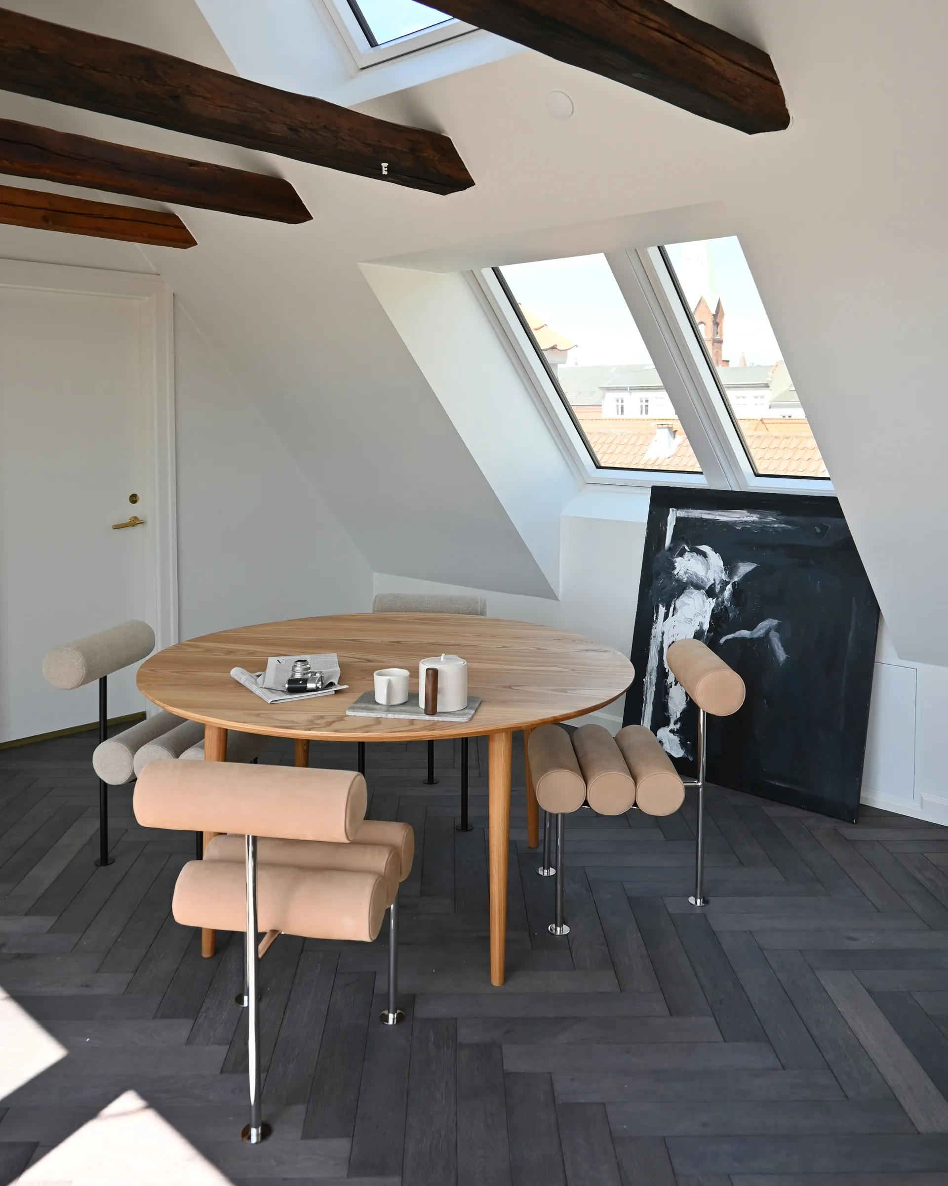 Silla de comedor Hiro, Acero inoxidable-nobuk 101 Copenhagen