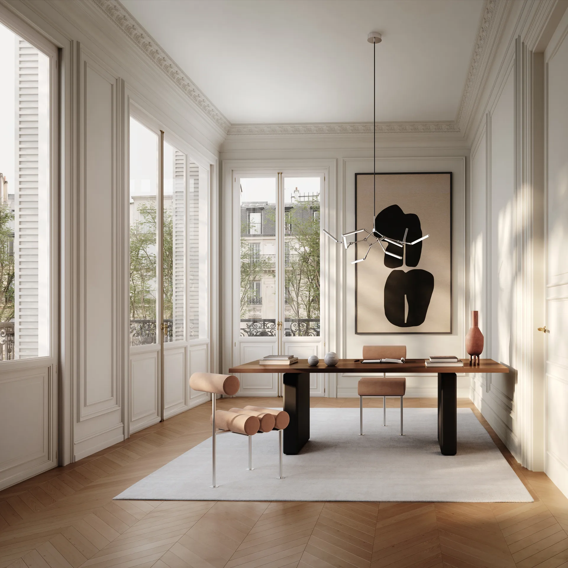 Silla de comedor Hiro, Acero inoxidable-nobuk 101 Copenhagen