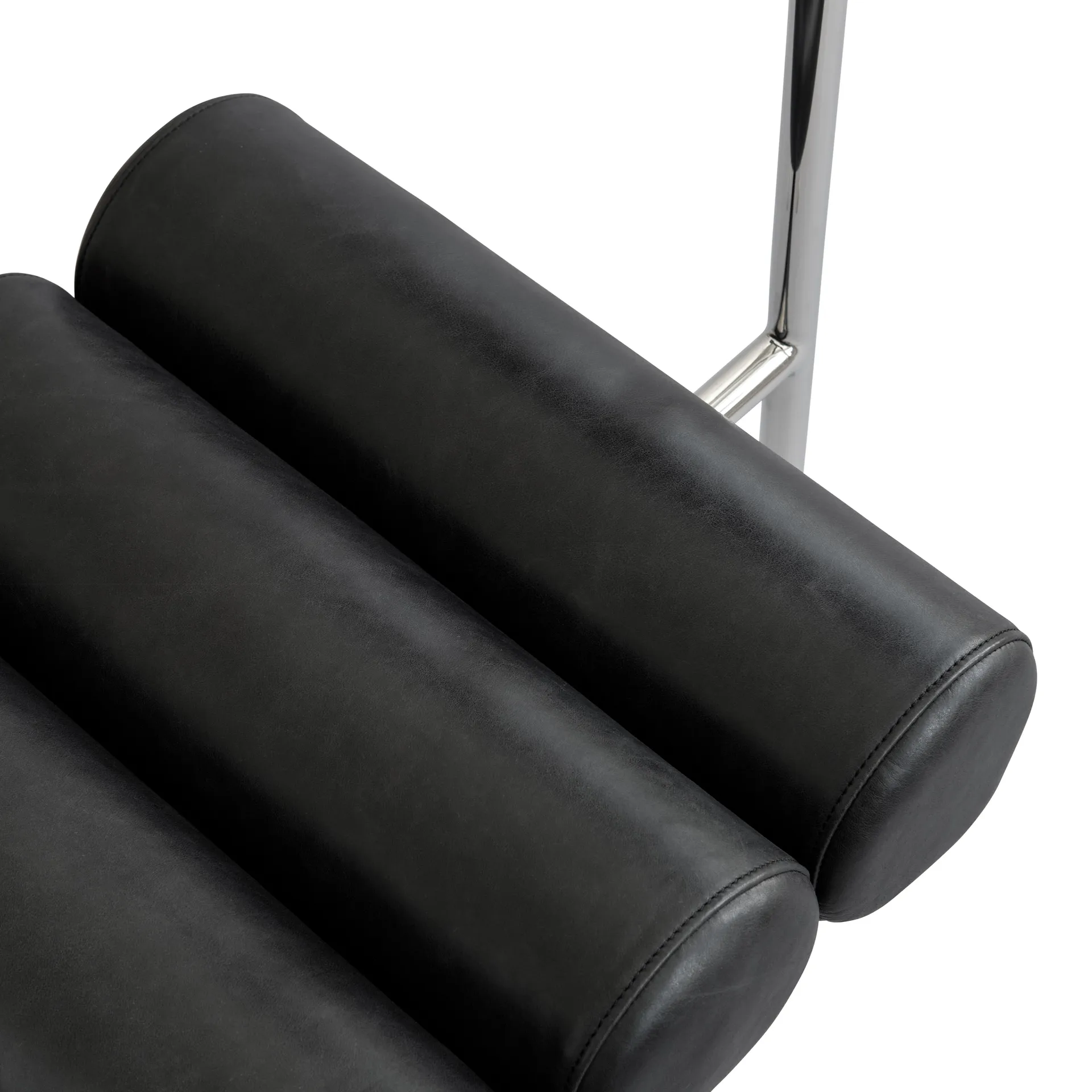 Silla de comedor Hiro, Acero inoxidable–cuero anilina negro 101 Copenhagen