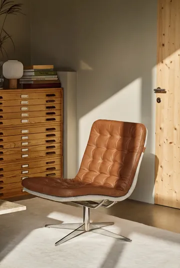 Butaca Loholm con función giratoria - Cuero coñac-Bern Beige 0341 - 1898