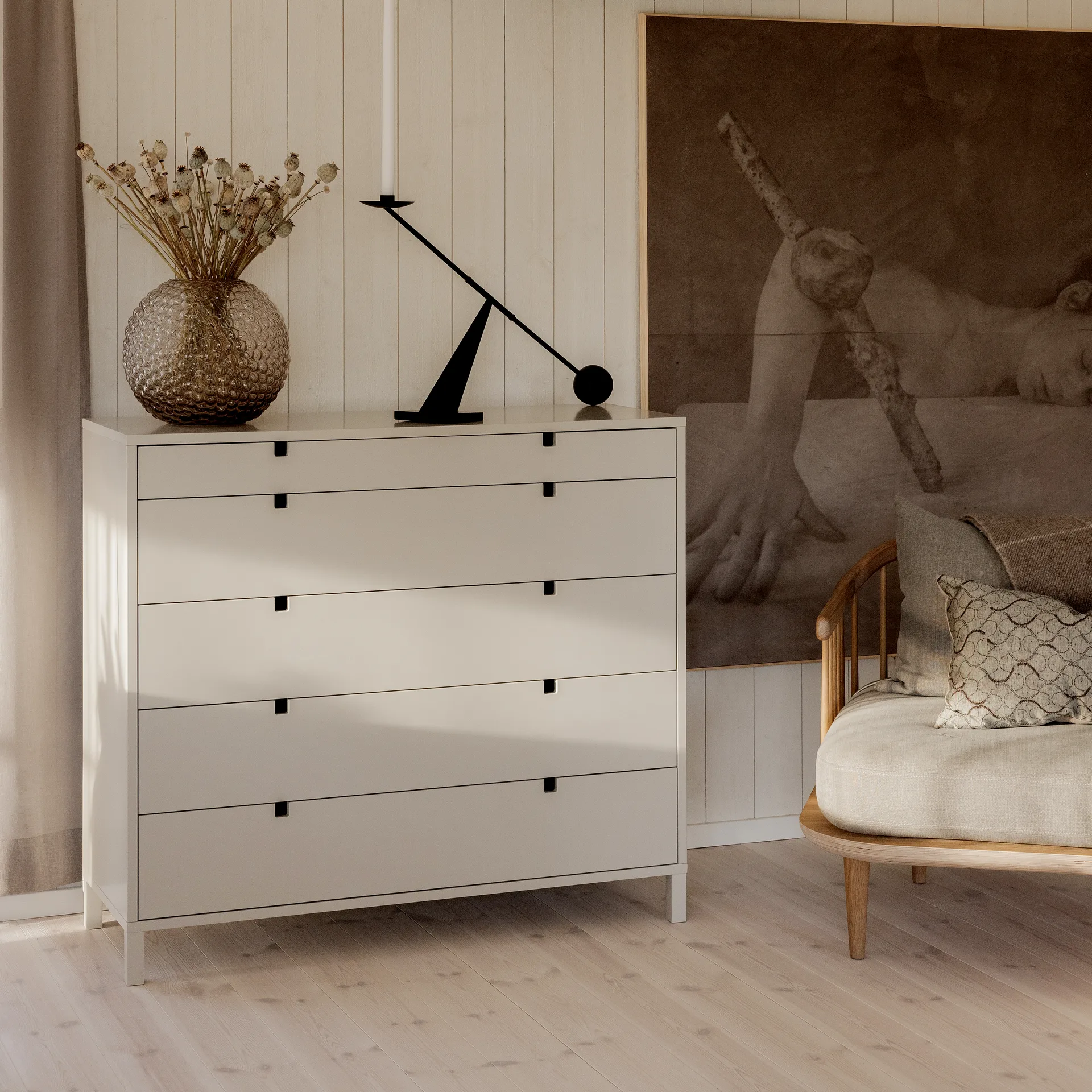 Cómoda Square 5 cajones, Sand 1898