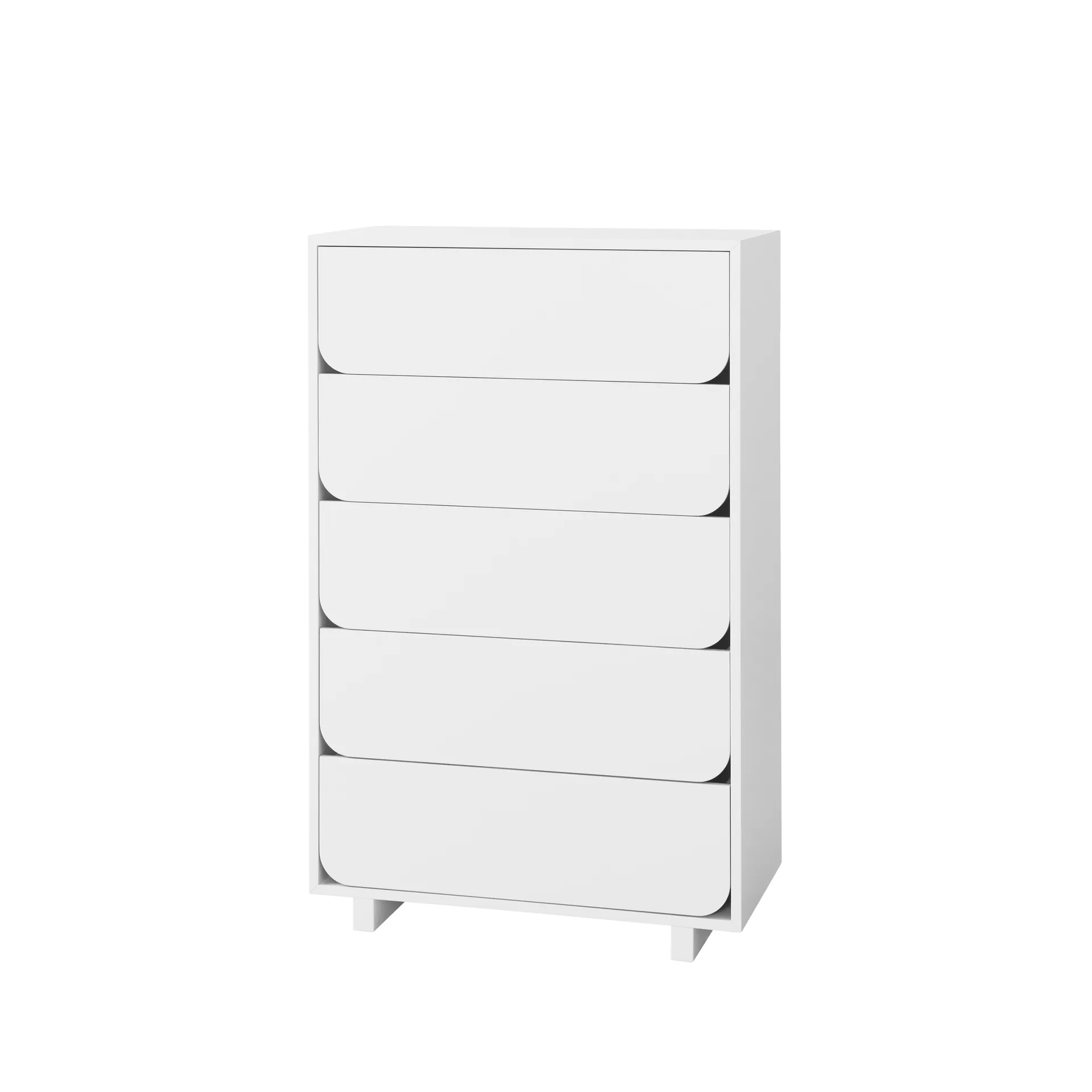 Cómoda Vidja alta, Lacado blanco, 5 cajones 1898