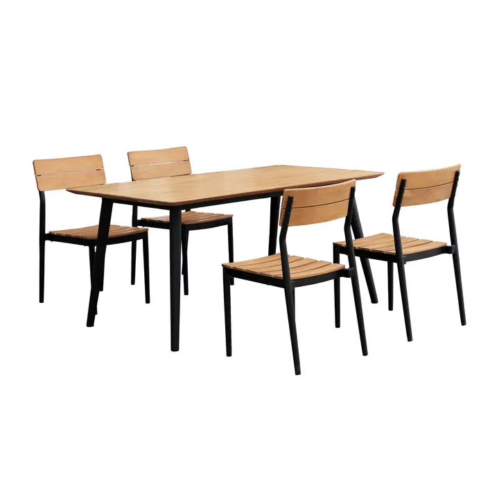 Conjunto de comedor Björnö con 4 sillas de teca - 1898