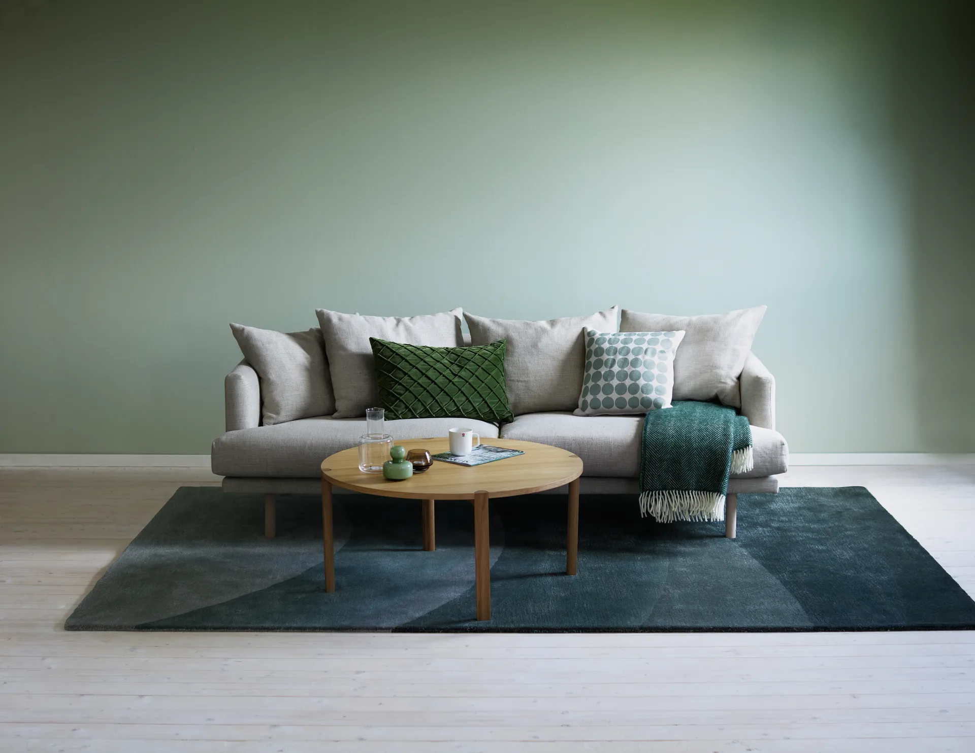 Mesa de centro Anton Ø90 cm, Roble pigmentado blanco 1898