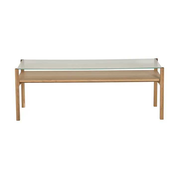 Mesa de centro Lid  - Roble pigmentado blanco-vidrio, 125x50 cm - 1898