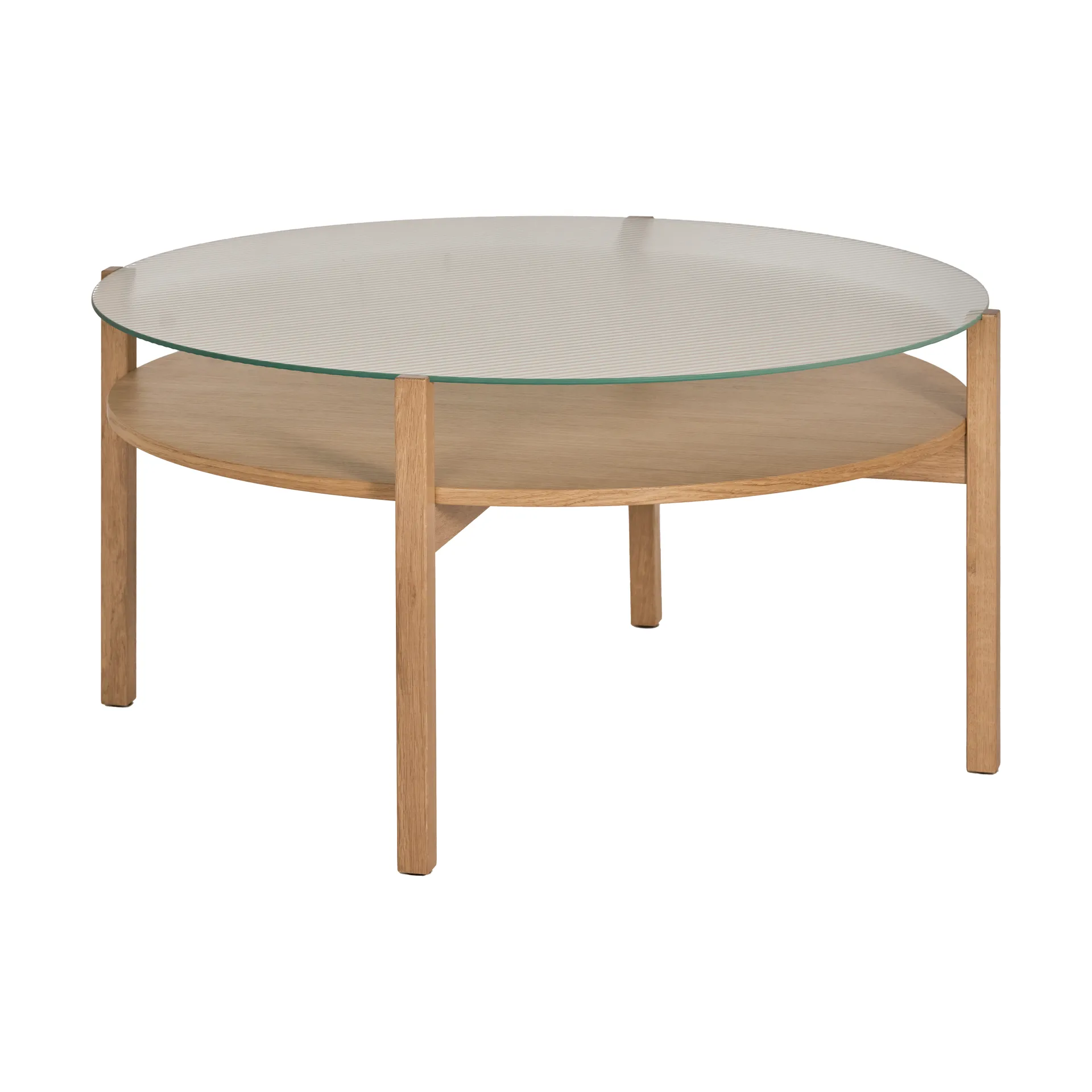 Mesa de centro Lid , Roble pigmentado blanco-vidrio, Ø90 cm 1898