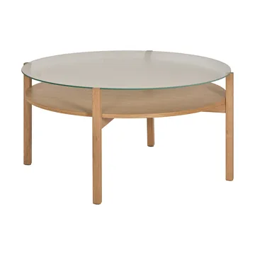 Mesa de centro Lid  - Roble pigmentado blanco-vidrio, Ø90 cm - 1898