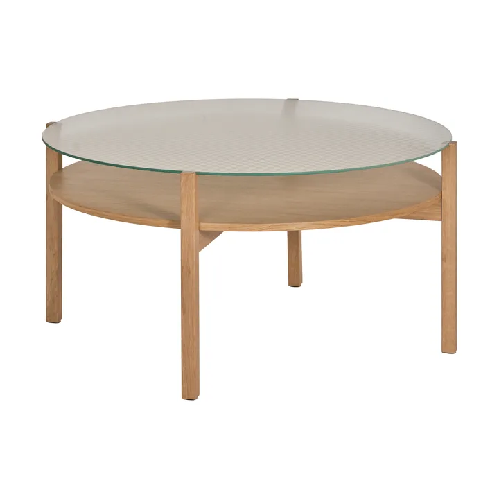 Mesa de centro Lid  - Roble pigmentado blanco-vidrio, Ø90 cm - 1898