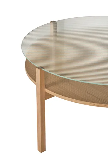 Mesa de centro Lid  - Roble pigmentado blanco-vidrio, Ø90 cm - 1898