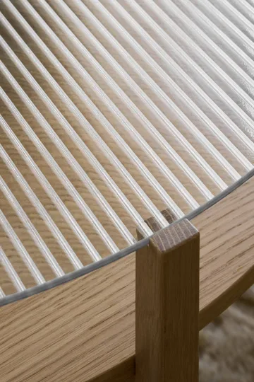 Mesa de centro Lid  - Roble pigmentado blanco-vidrio, Ø90 cm - 1898