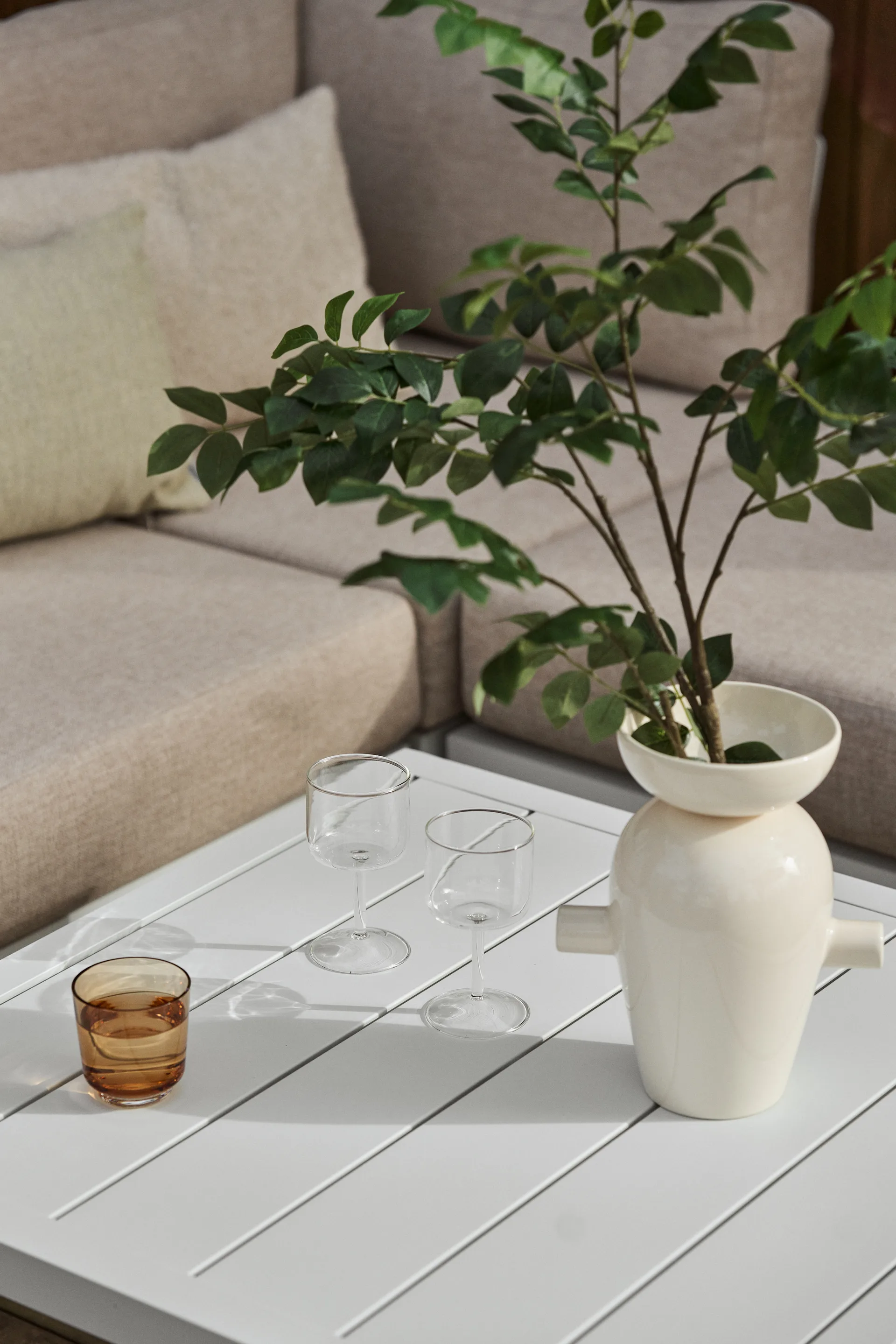 Mesa de centro Santander 78x78x40 cm, Aluminio blanco 1898