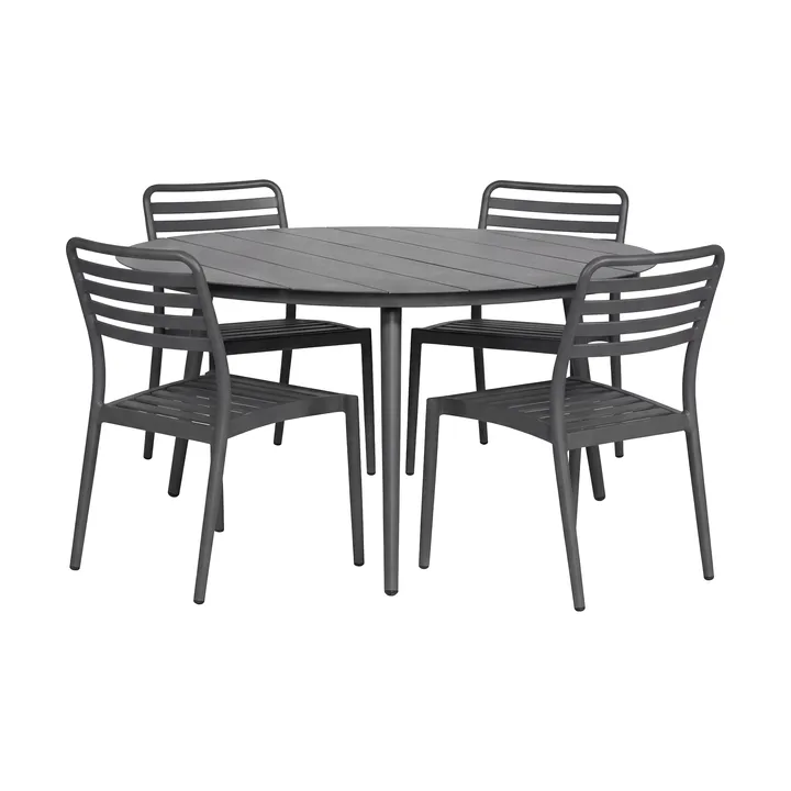 Mesa Marsala Ø140 cm + 4 sillas Messina, Anthracite - 1898