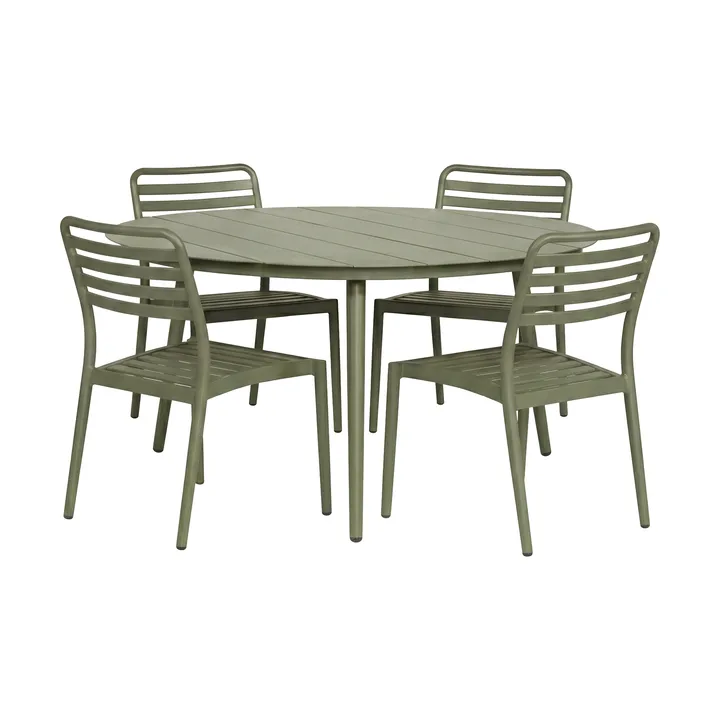 Mesa Marsala Ø140 cm + 4 sillas Messina, Moss green - 1898