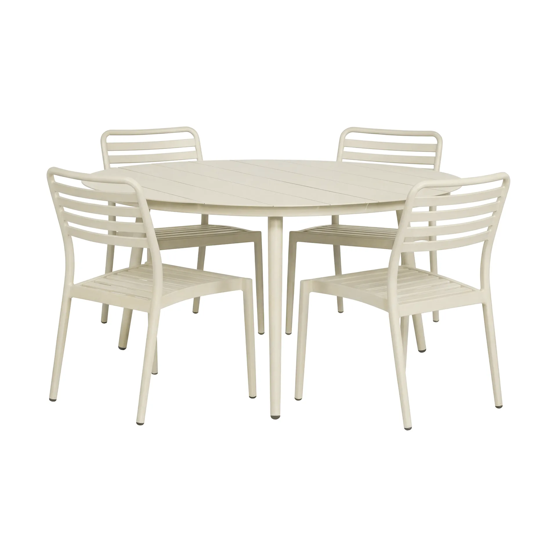 Mesa Marsala Ø140 cm + 4 sillas Messina, Off white,  1898