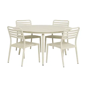 Mesa Marsala Ø140 cm + 4 sillas Messina, Off white - 1898