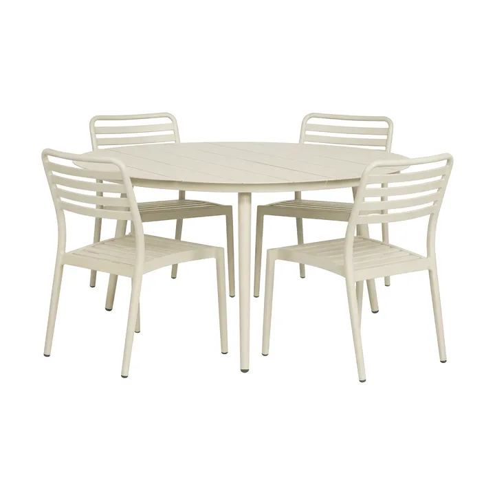Mesa Marsala Ø140 cm + 4 sillas Messina, Off white - 1898