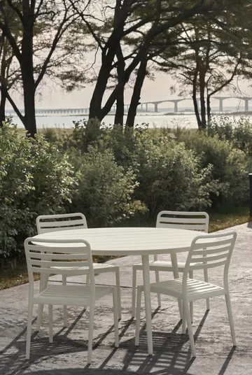 Mesa Marsala Ø140 cm + 4 sillas Messina, Off white - 1898