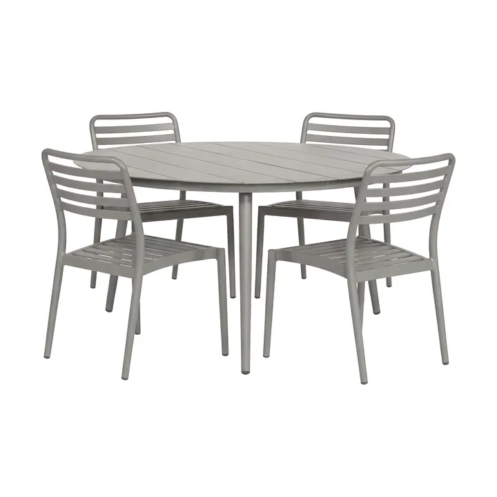 Mesa Marsala Ø140 cm + 4 sillas Messina, Taupe - 1898