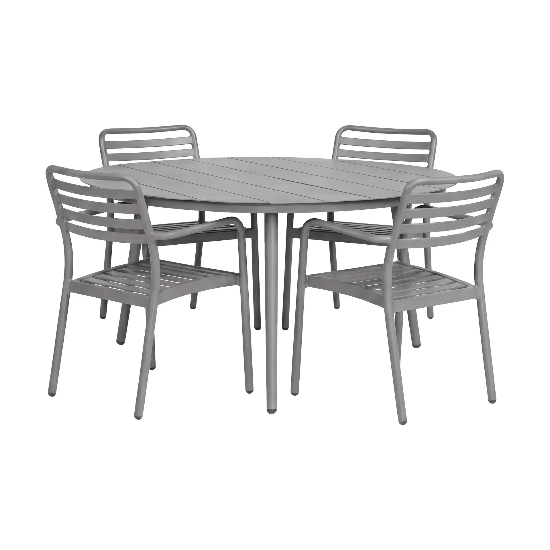Mesa Marsala Ø140 cm + silla con reposabrazos Messina 4-pack, Taupe,  1898