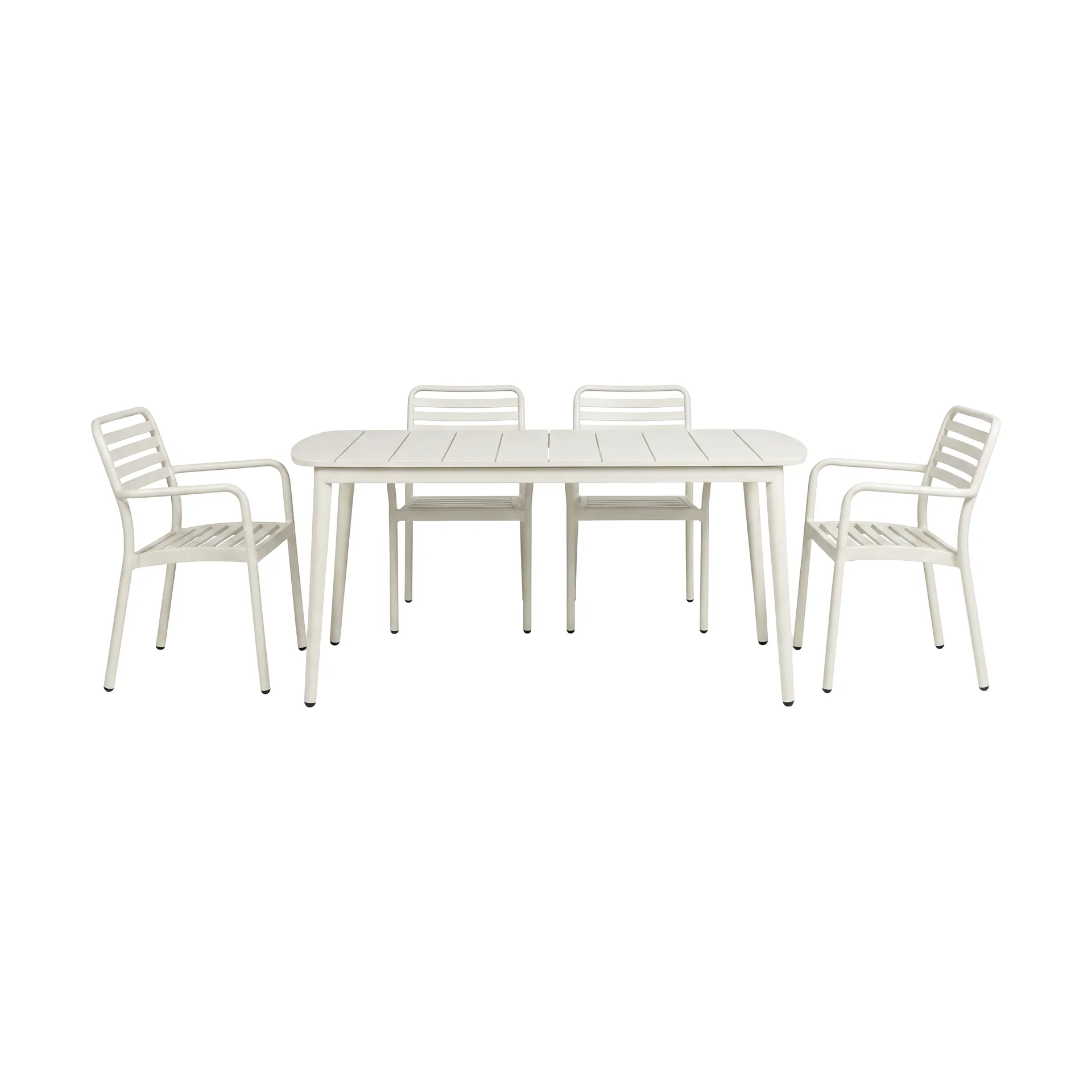 Mesa Marsala 152x90 cm + silla con reposabrazos Messina 4-pack, Off white,  1898
