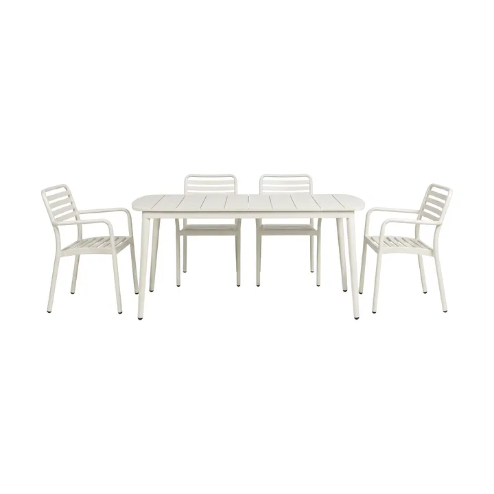 Mesa Marsala 152x90 cm + silla con reposabrazos Messina 4-pack, Off white - 1898