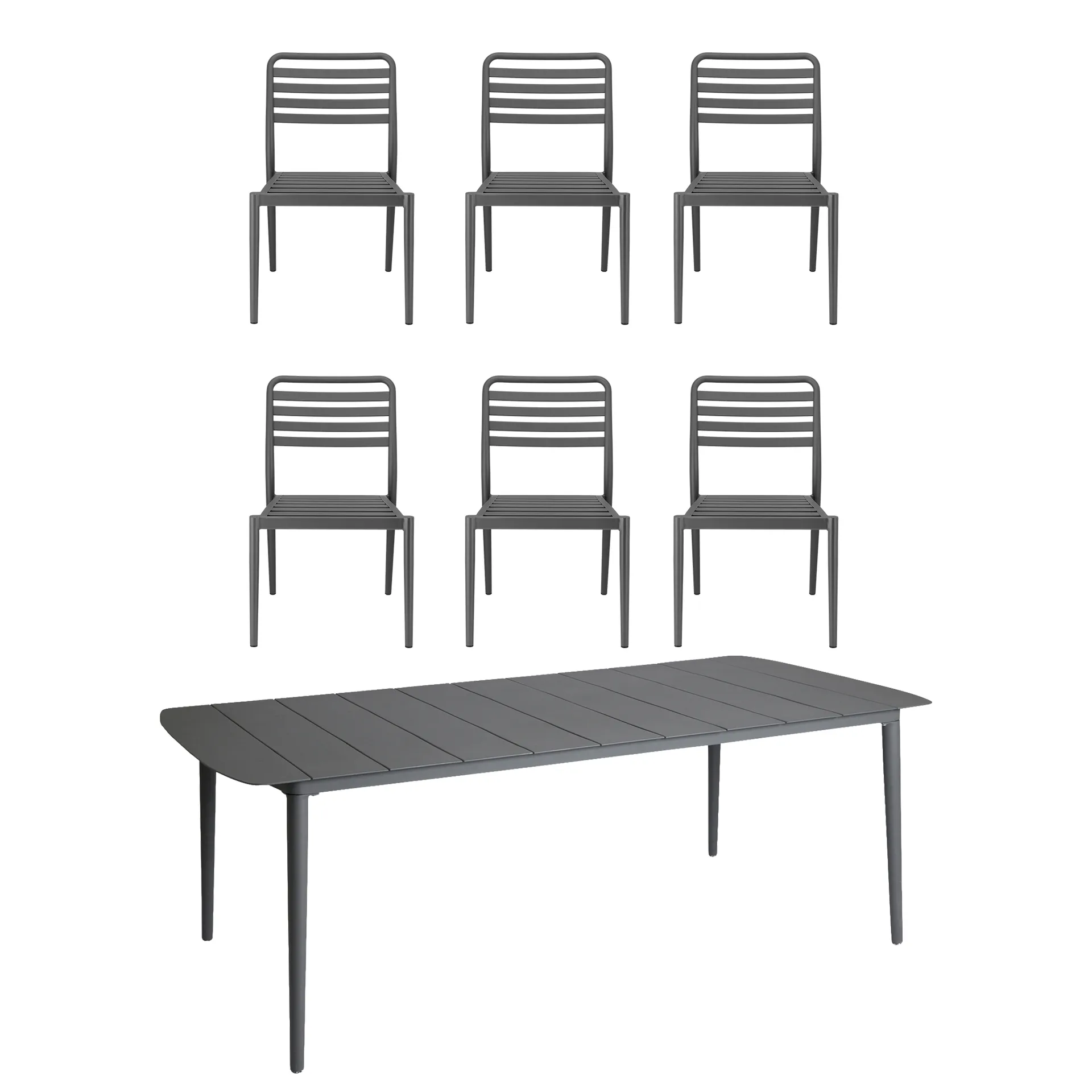 Mesa Marsala 208x100 cm + silla Messina 6-pack, Anthracite,  1898