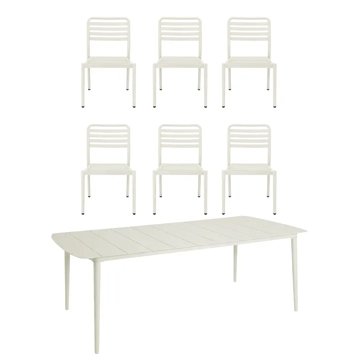 Mesa Marsala 208x100 cm + silla Messina 6-pack, Off white - 1898