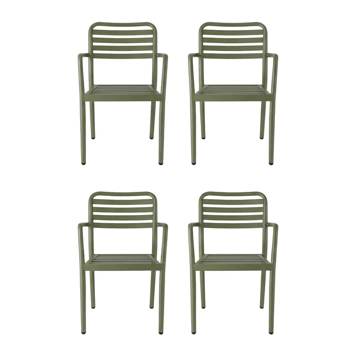 Silla con reposabrazos Messina, Moss green, 4-pack - 1898