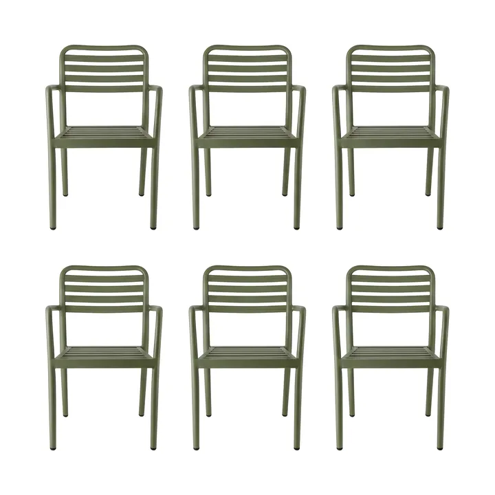 Silla con reposabrazos Messina, Moss green, 6-pack - 1898