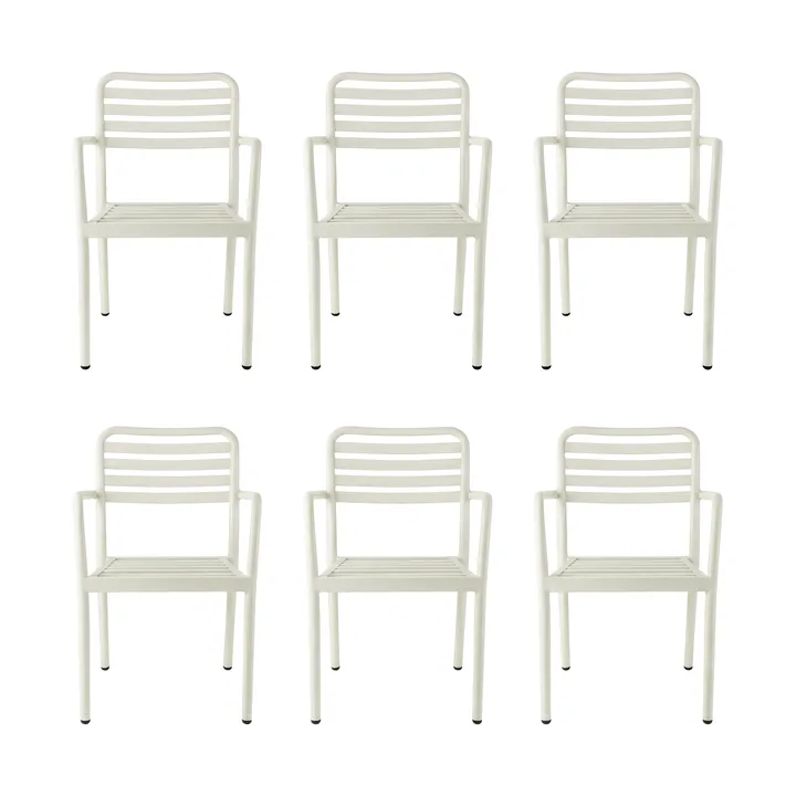 Silla con reposabrazos Messina, Off white, 6-pack - 1898