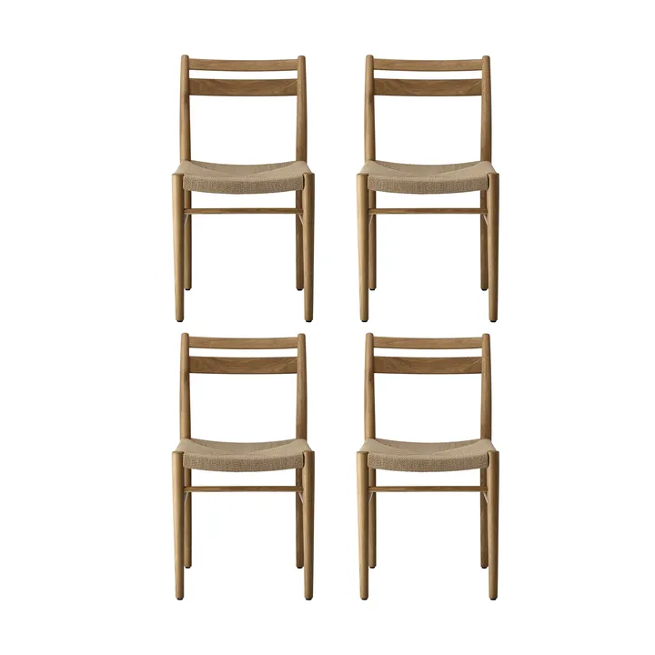 Silla de comedor Fridhem, Roble lacado-trenzado natural, pack de 4 - 1898