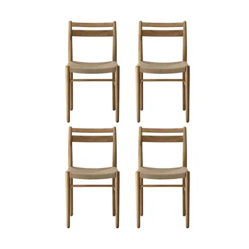 Silla de comedor Fridhem, Roble lacado-trenzado natural, pack de 4 - 1898