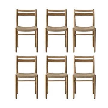 Silla de comedor Fridhem, Roble lacado-trenzado natural, pack de 6 - 1898