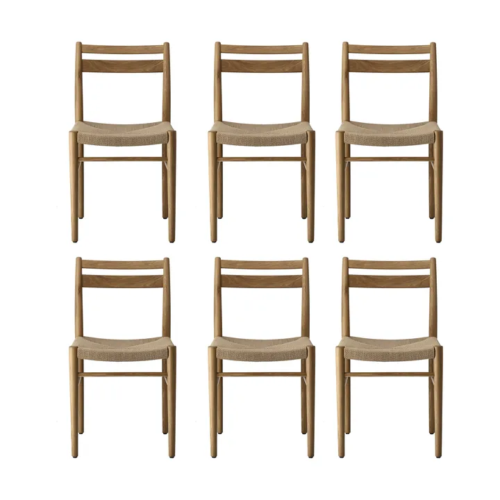 Silla de comedor Fridhem, Roble lacado-trenzado natural, pack de 6 - 1898
