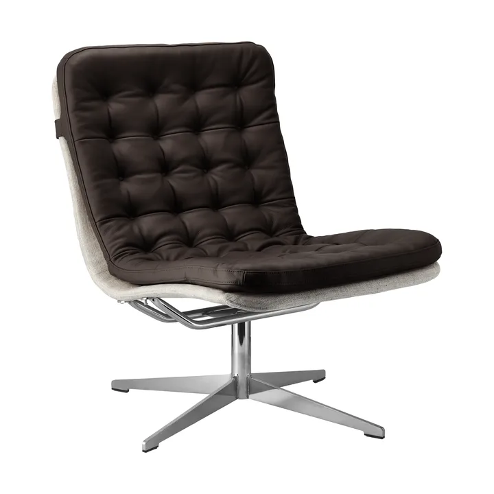 Sillón giratorio Loholm - Cuero marrón oscuro-Bern Beige 0341 - 1898