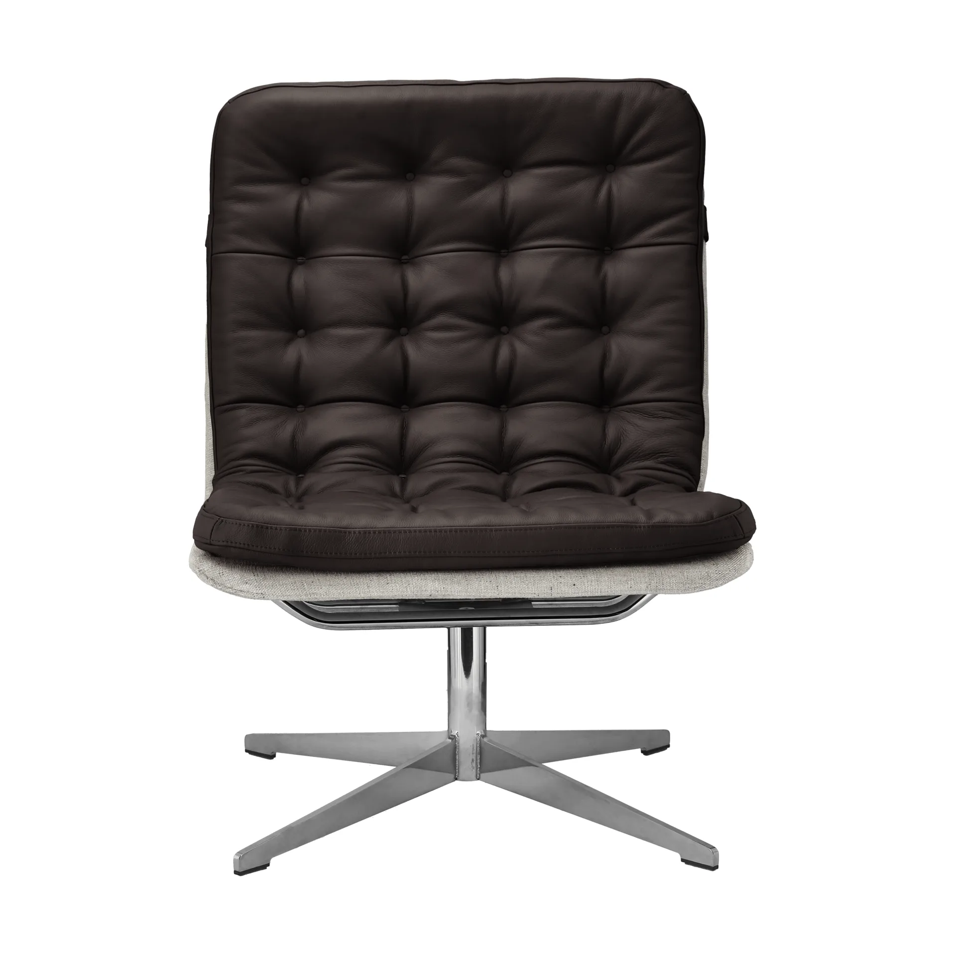 Sillón giratorio Loholm, Cuero marrón oscuro-Bern Beige 0341 1898