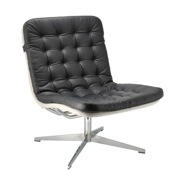 Sillón giratorio Loholm - Cuero negro-Bern Beige 0341 - 1898